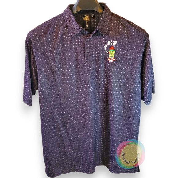 Burnside RIIP BEER CO Golf Polo Shirt Men's XL Blue Micro Dot Embroidered Hop - Picture 1 of 9